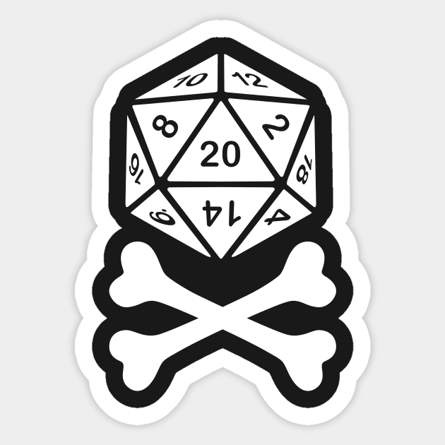 20 Sided Die And Crossbones Sticker by ANDCROSSBONES